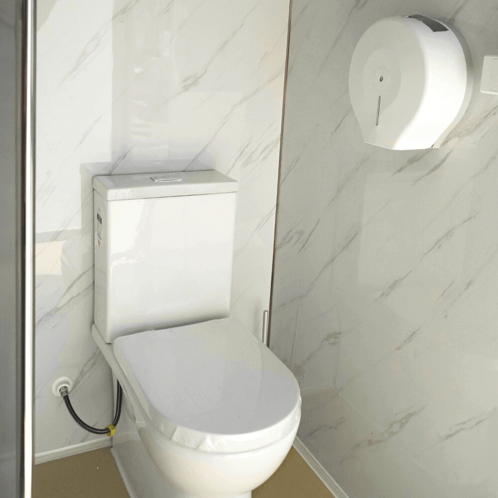 Portable Restroom Bathroom Mobile Toilet w/Shower Upgrade Acrylic Fanshaped Door