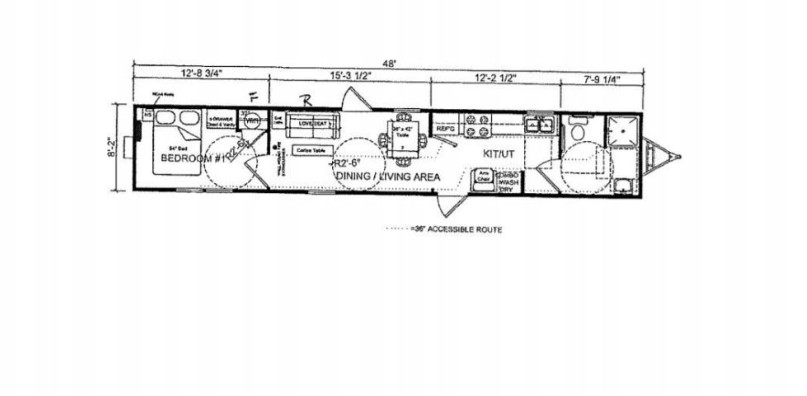 2018 Furnished 1BR/1BA 8×48 Mobile Home WZ3-A/C-Ship to All SE States -OFFER?