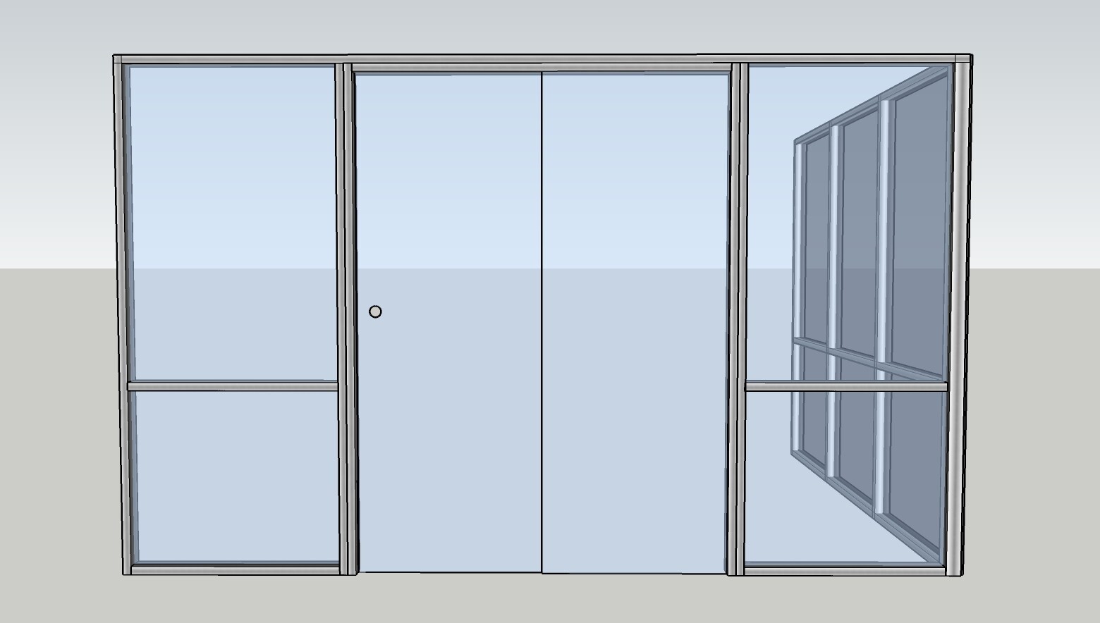 CGP Single-Slide Door System, Glass Aluminum 2-Wall 13’x10’x8′, Clear Anodized