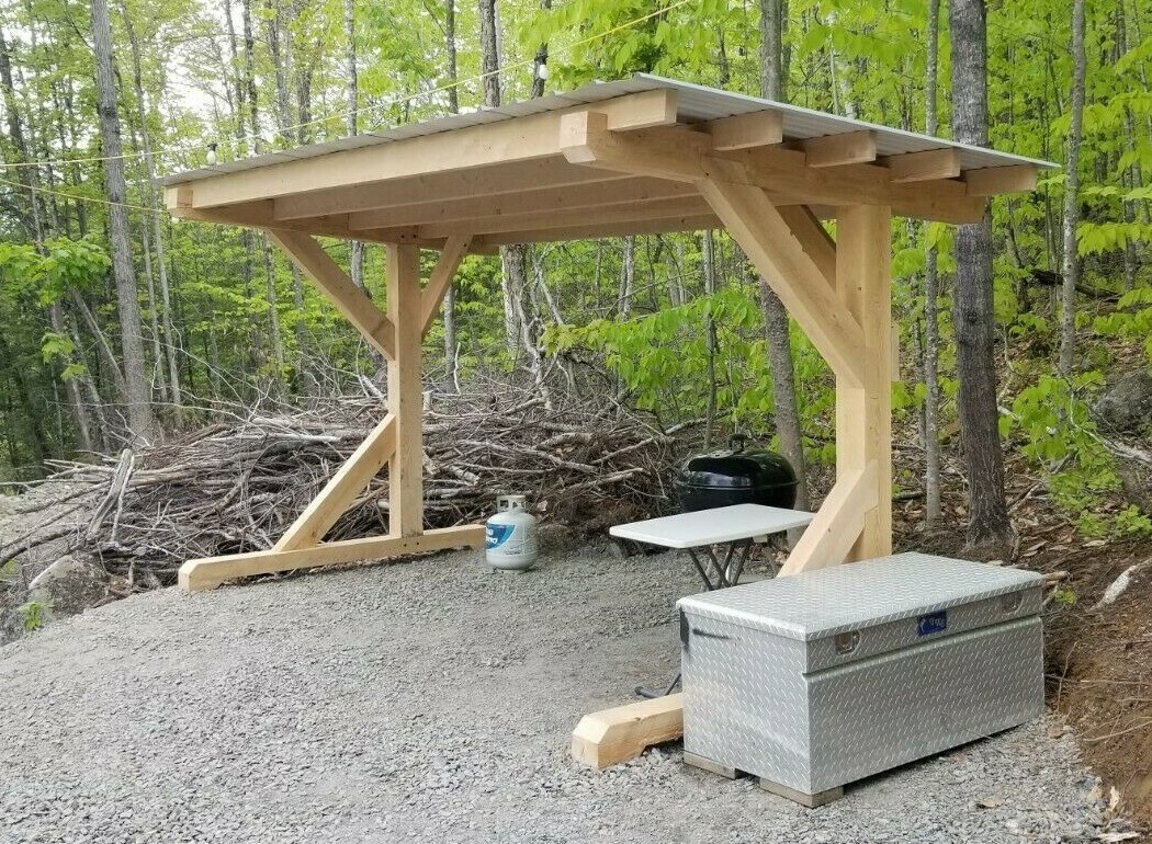 Timber frame outdoor kitchen / retail / shade space. Temp or perm. 6′ x 13′ base