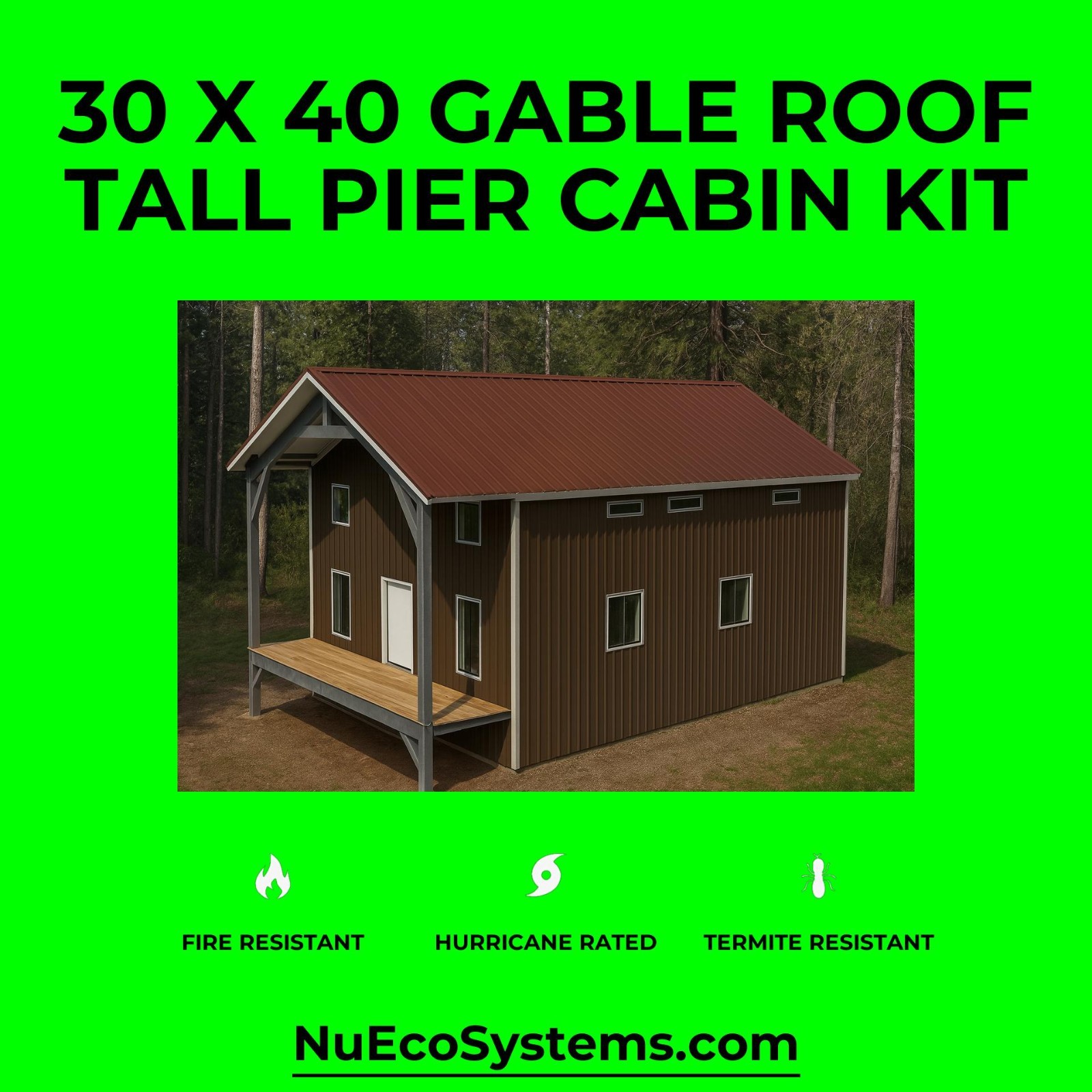 U.S. Made Fire Resistant 26 X 34 Cabin, Barndominium or Steel Home Kit