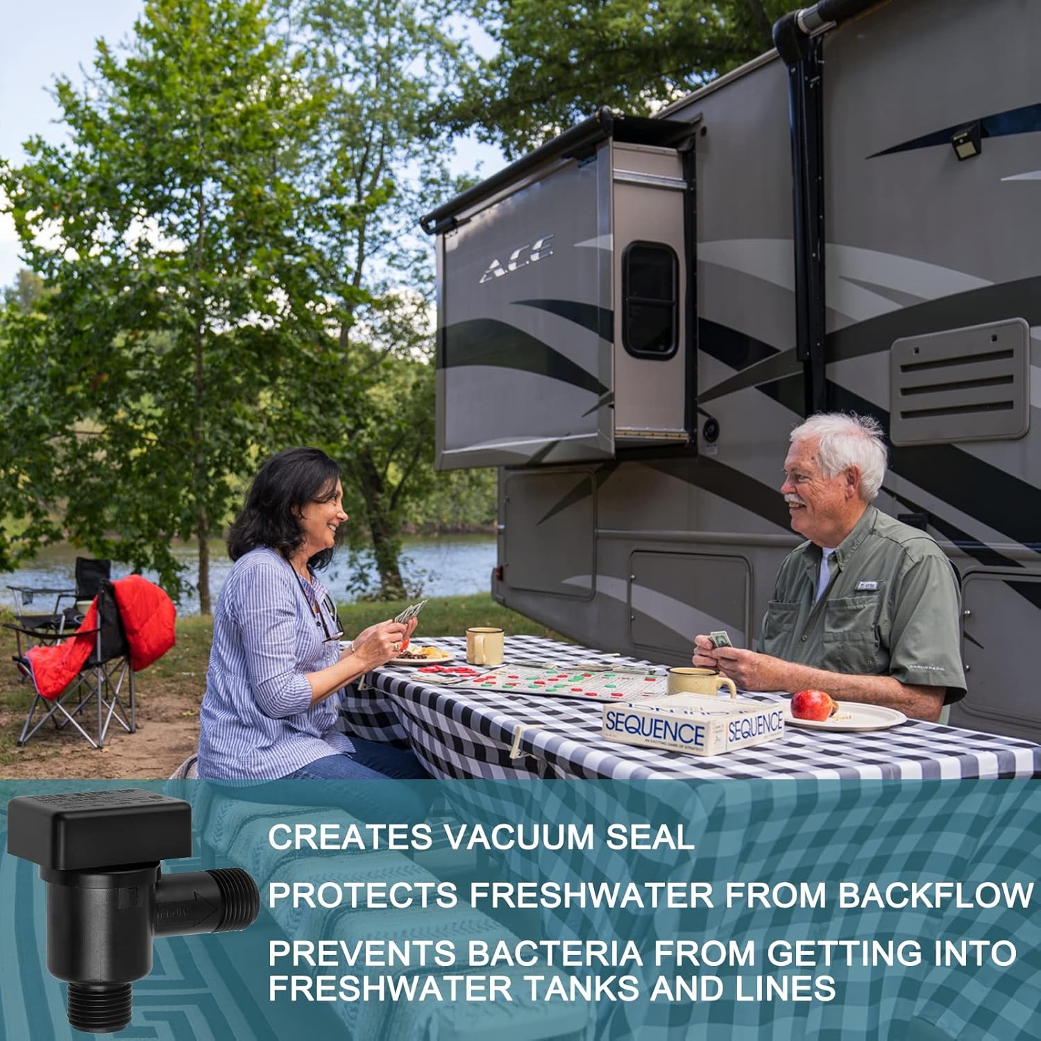 RV Vacuum Breaker Check Valve,Camper Black Tank Flush