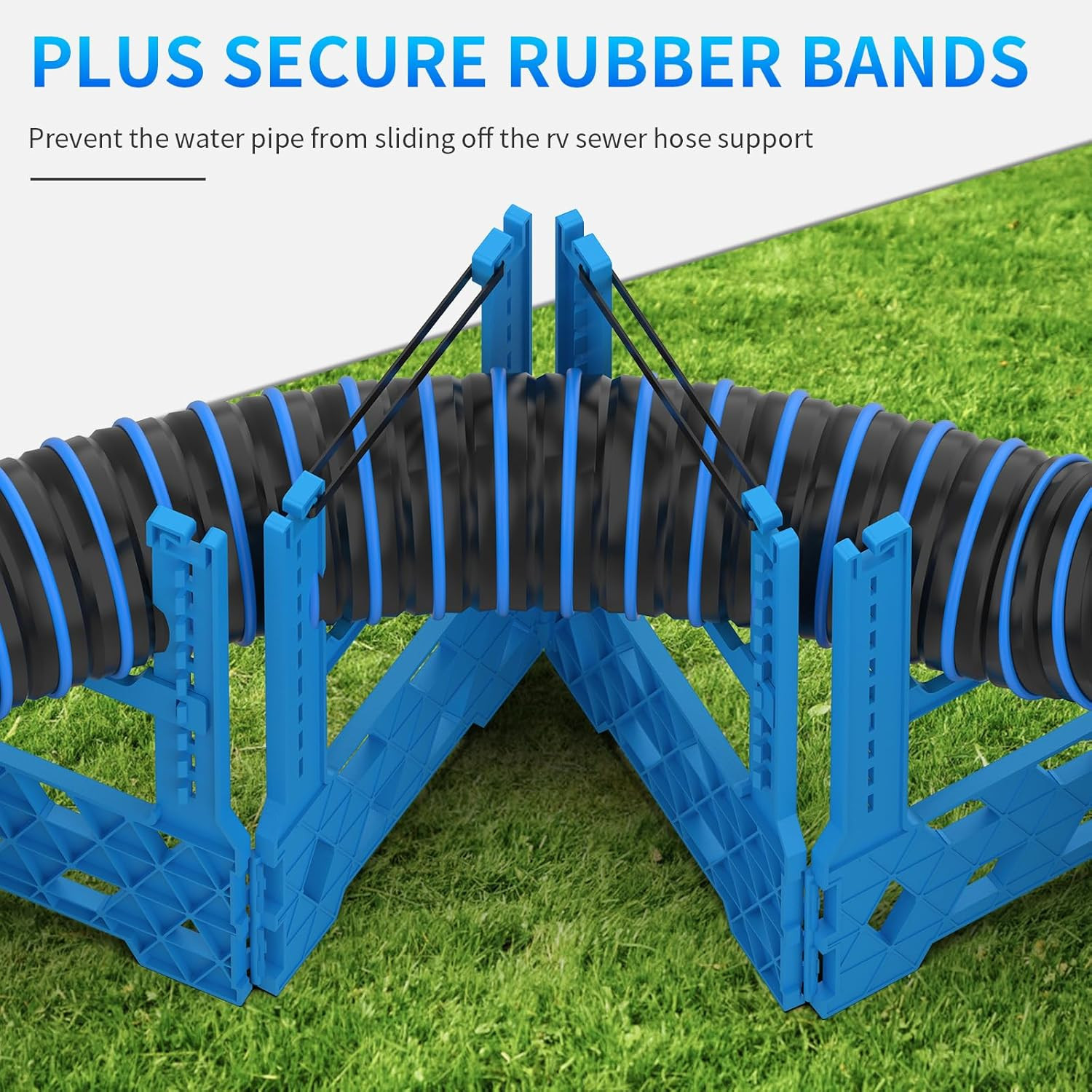 RV Sewer Hose Support 10FT with Secure Rubber Band & Carry Strap, RV Sewer Hose