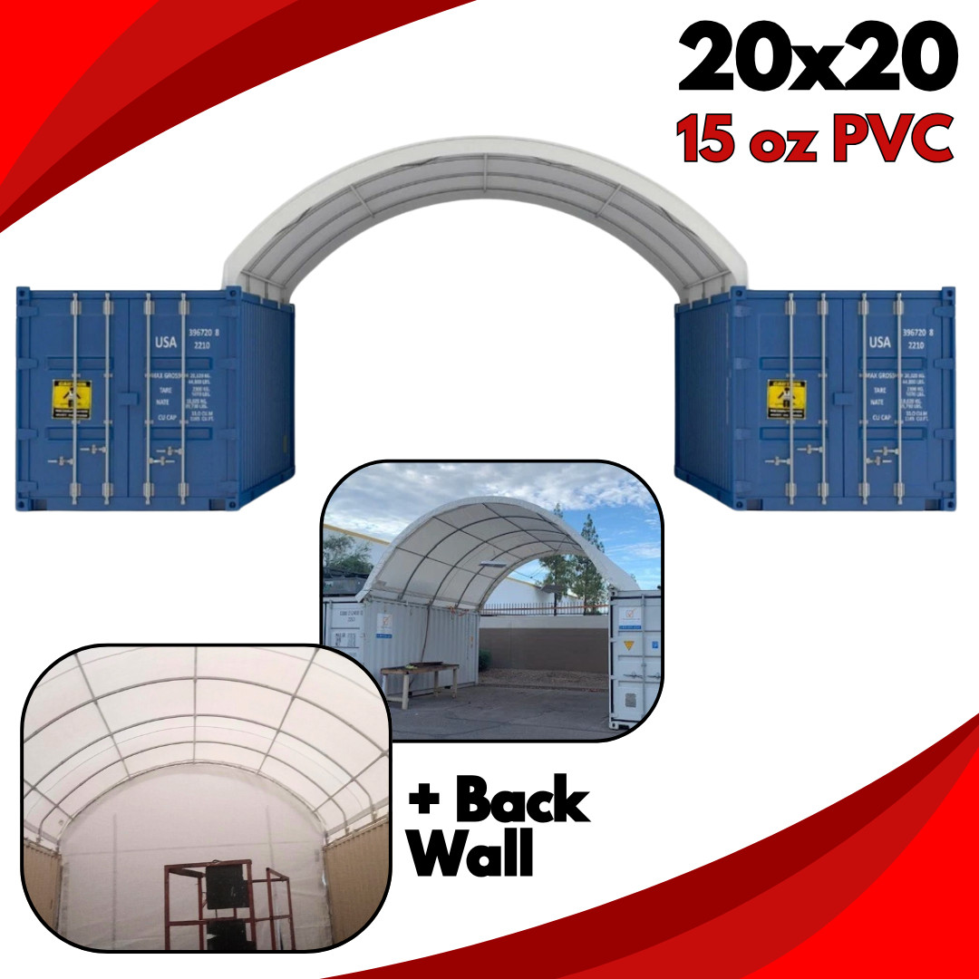 20×20 PVC Fabric conex container mounted shelter + Standard Back Wall with Vents