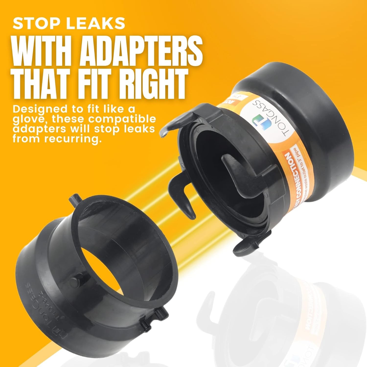 2 x Combo Pack RV Sewer Hose Fitting Adapter – PVC Connection 3 inches, Black