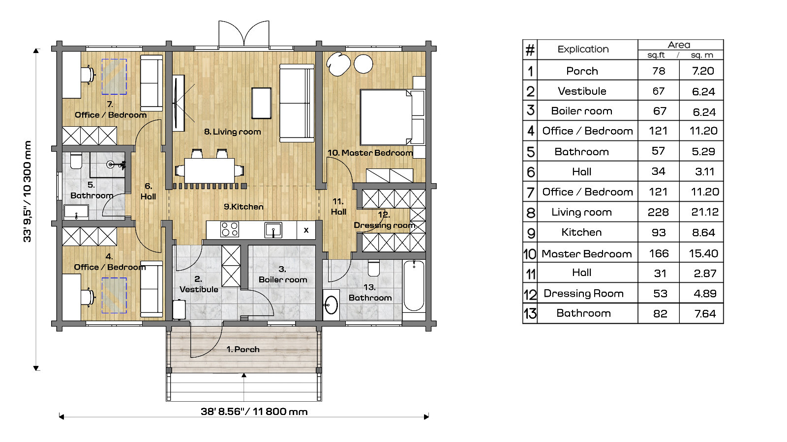 PREFAB LOG CABIN HOME KIT MODERN WOODEN 1195 ft² /111 m² – DISCOUNT CARD 3% off