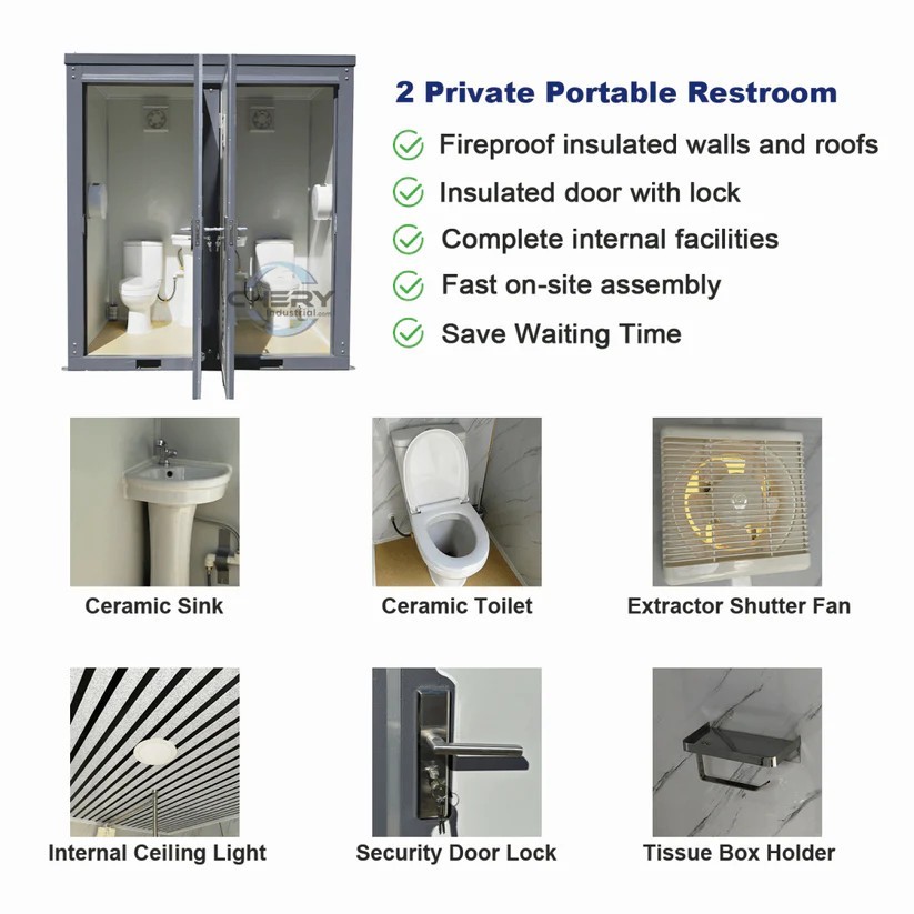 AS-IS Bastone 2-Stall Portable Toilet – Discounted for Exterior Cosmetic Damage