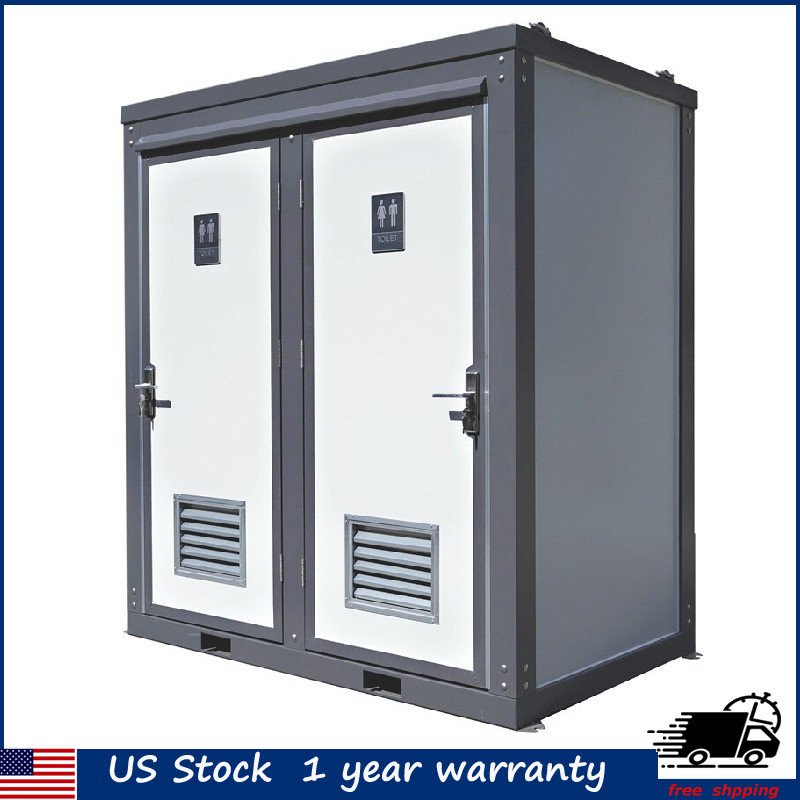 Bastone Dual Portable Restroom Mobile Toilet,2 Stall w/2 Sinks Toilets Bathroom