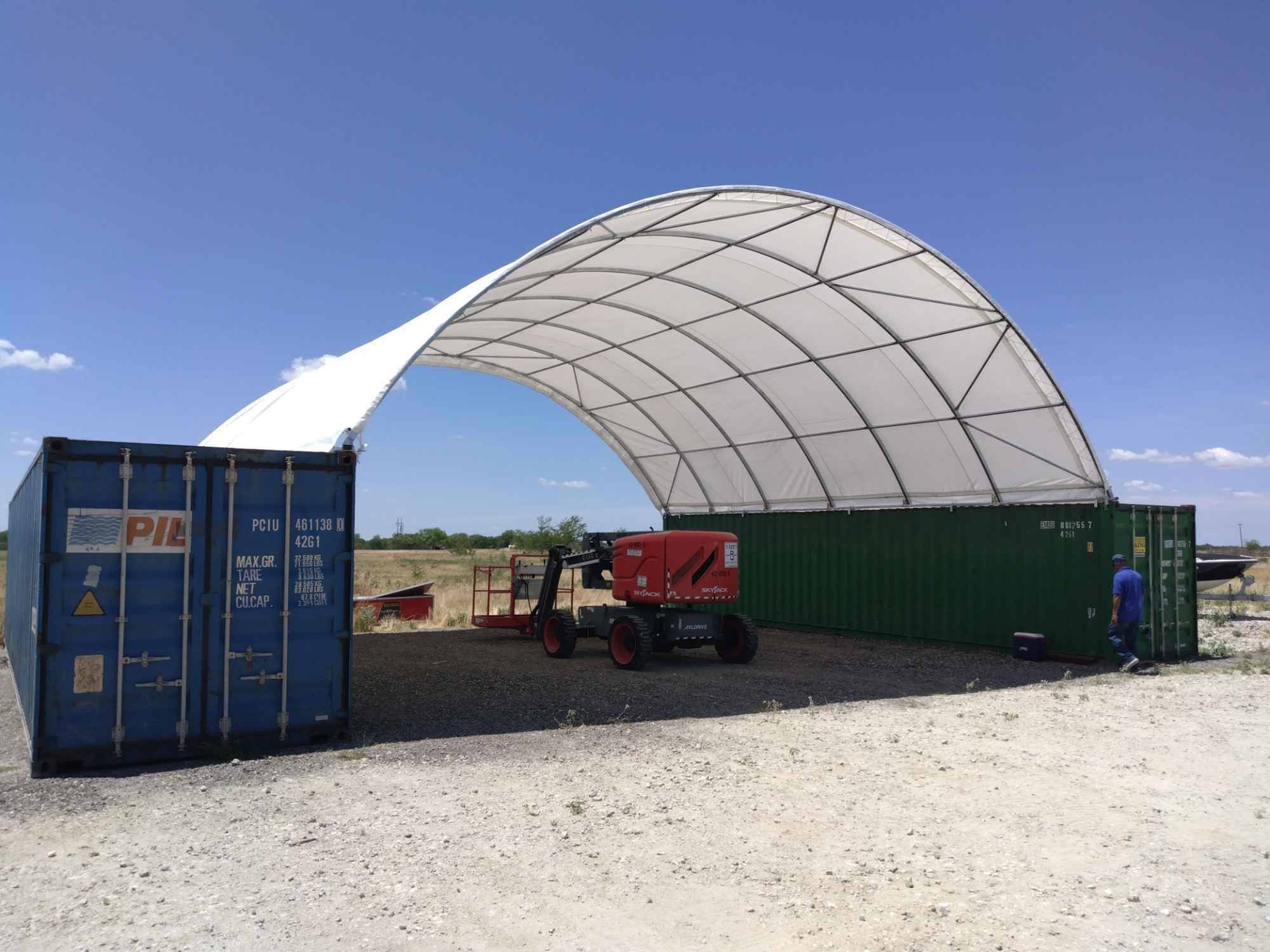 Ping Container Canopy Shelter 20’X20′,11Oz Pe White Industrial Steel