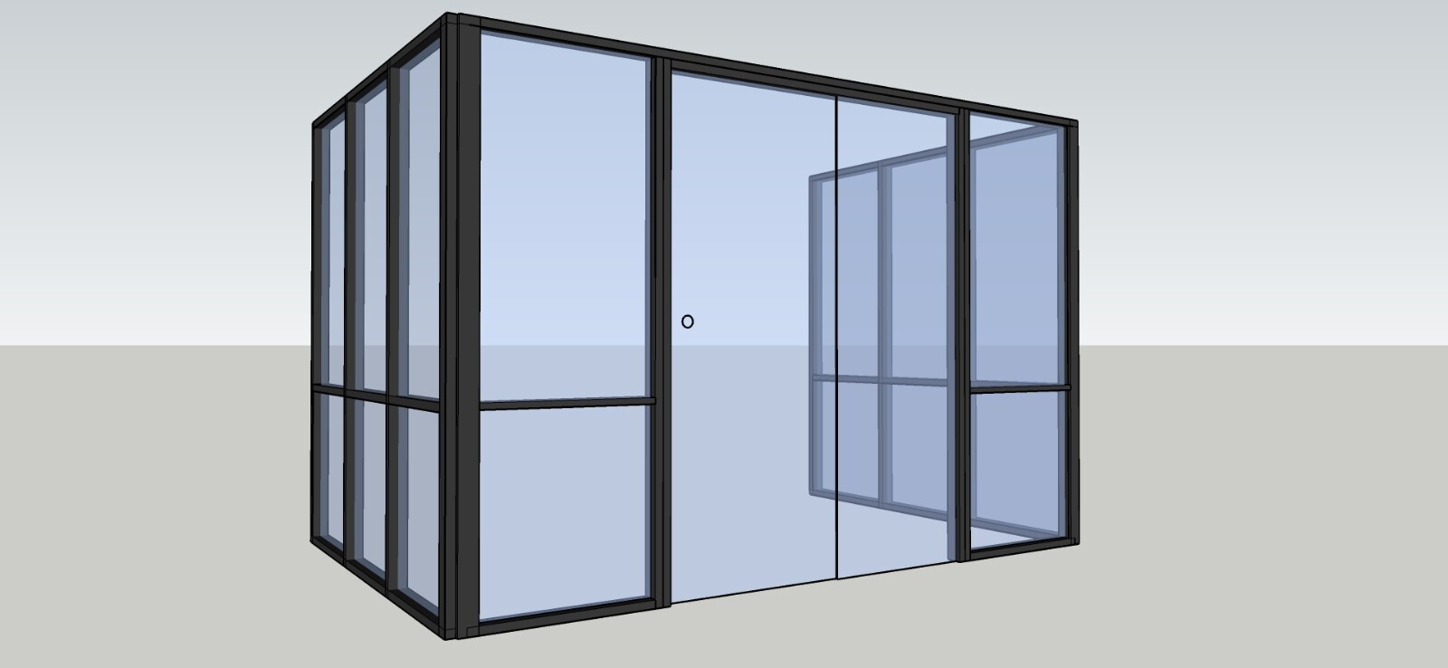 CGP Single-Slide Door System, Glass Aluminum 3-Wall 12’x9’x9’x8′, Black