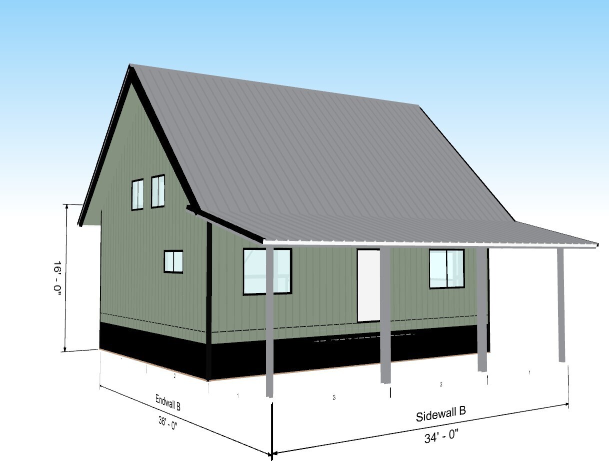 U.S. Made Fire Resistant 26 X 34 Cabin, Barndominium or Steel Home Kit