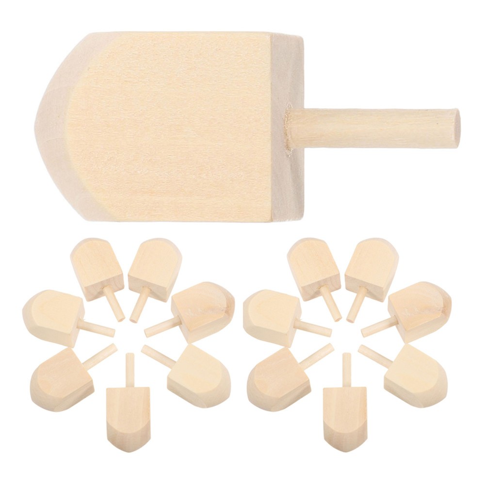 15 Pcs Traditional Spinning Tops Wood Dreidel Chanukah Craft Dreidels