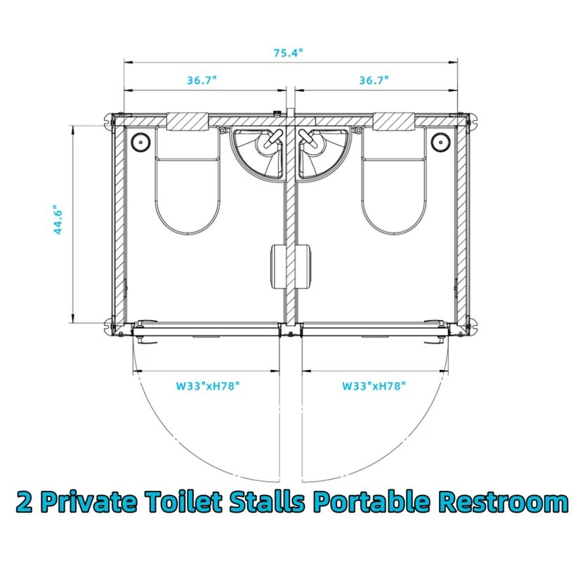 AS-IS Bastone 2-Stall Portable Toilet – Discounted for Exterior Cosmetic Damage