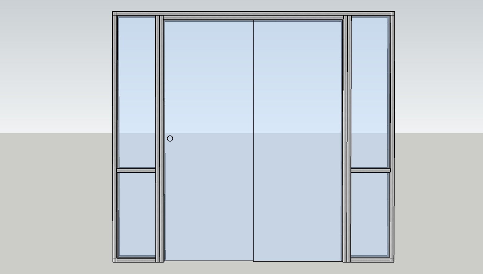 CGP Single-Slide Door System, Glass Aluminum Wall 9′ x 8′, Clear Anodized