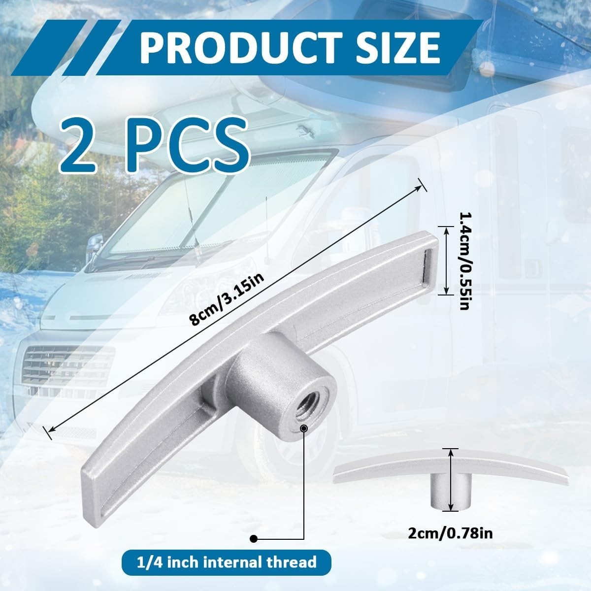 2pcs Aluminum T Handle RV Camper Waste Valve Handles T1003-6MN, White