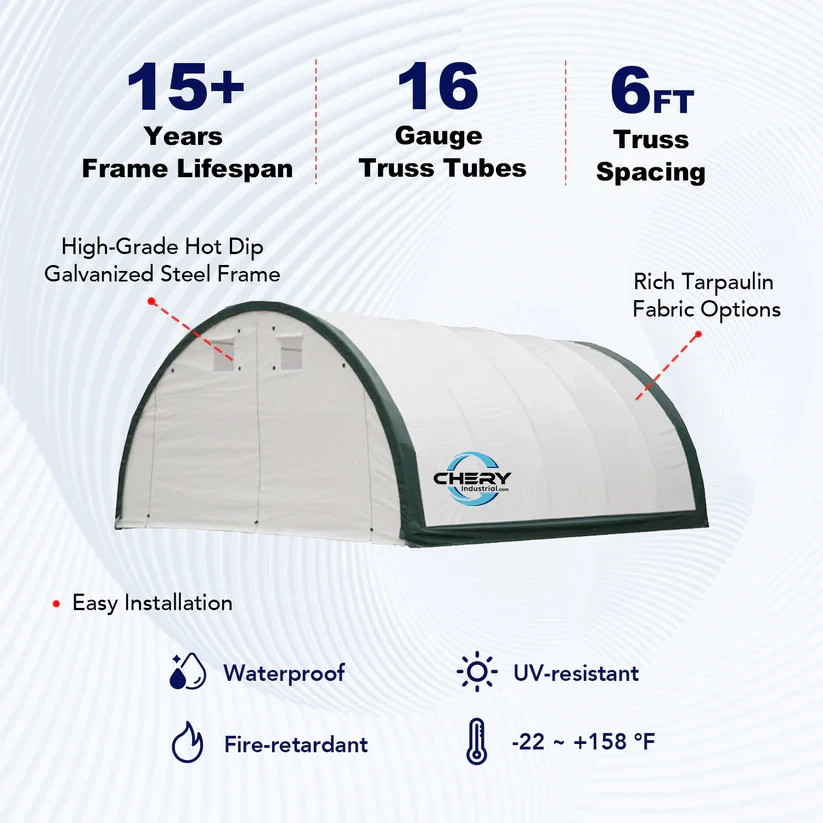 20’x30’x12′ Single Truss Storage Shelter 11oz PE Fabric Hoop Building| Arch Tent