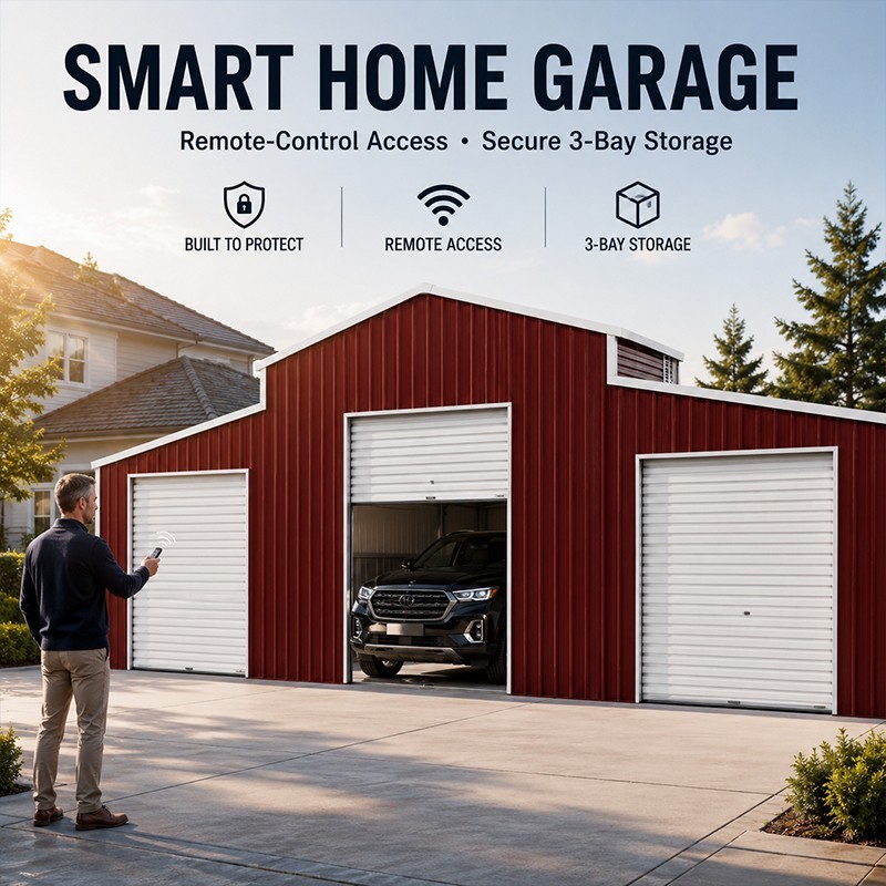 42’x30’x15′ Metal Garage Shed Barn Outdoor Storage Heavy Duty Galvanized Steel