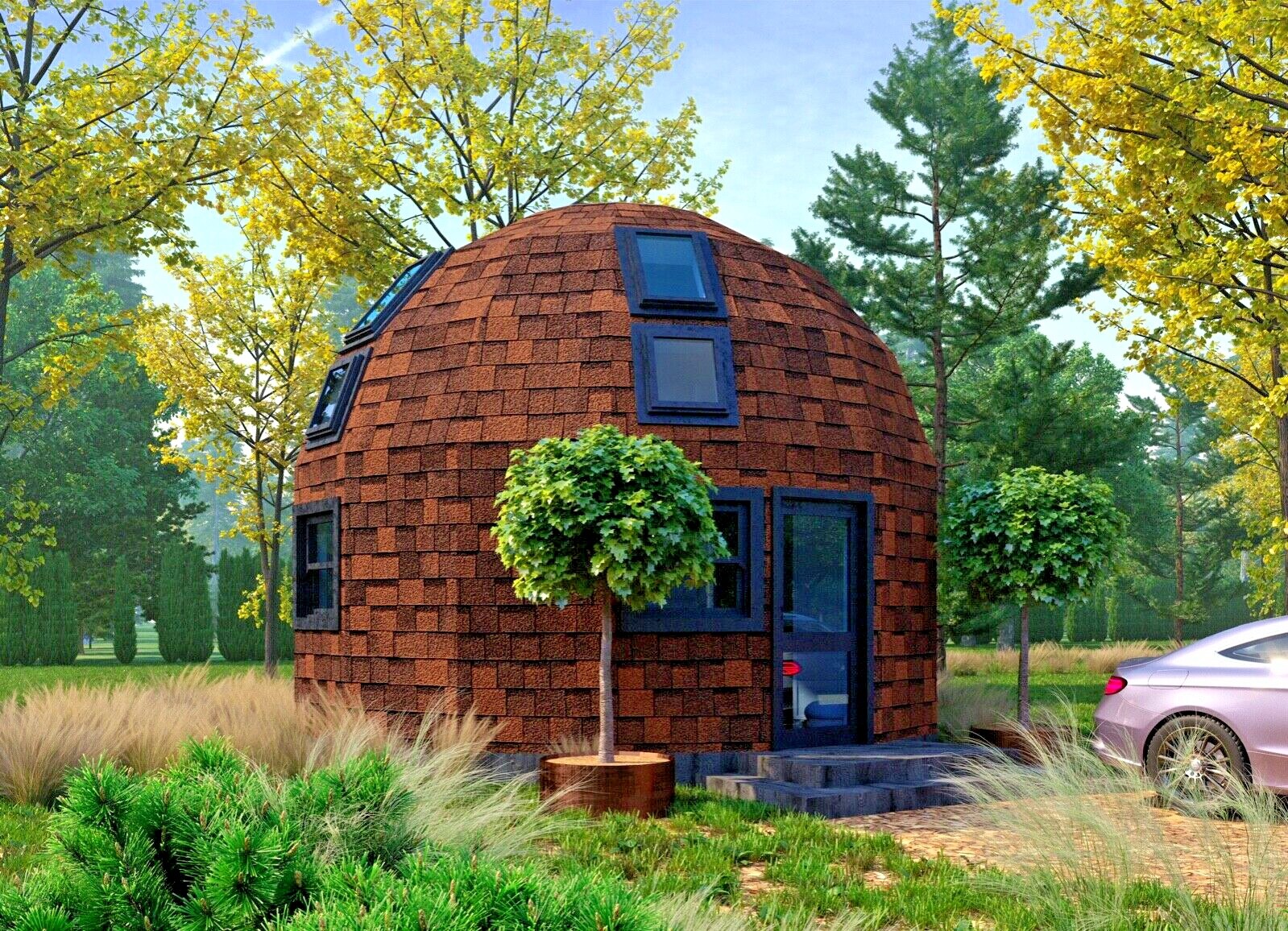 MOON HOUSE 20’ DIAM DOME FRAMING KIT PREFAB WOOD PRE-CUT DIY HOME FRAME A~330 SF