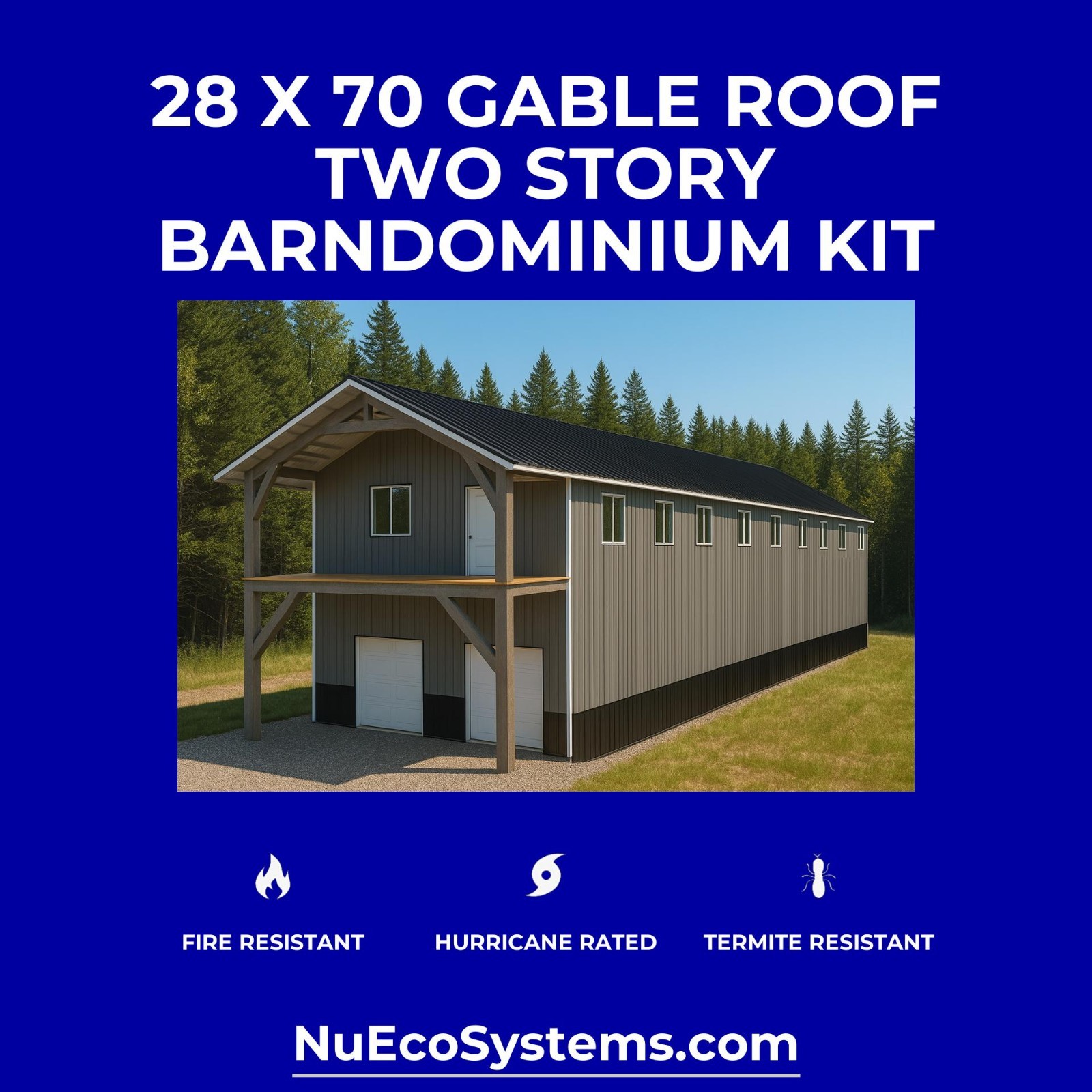 Lightweight Galvanized Steel Tall Barndominium with Loft and Double Leantos