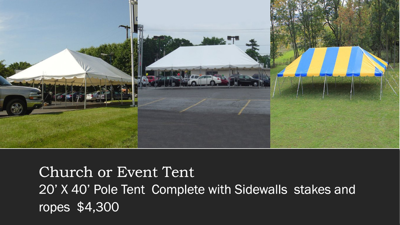 Multi Purpose 20’ x 40’ Complete with sides, stakes and ropes