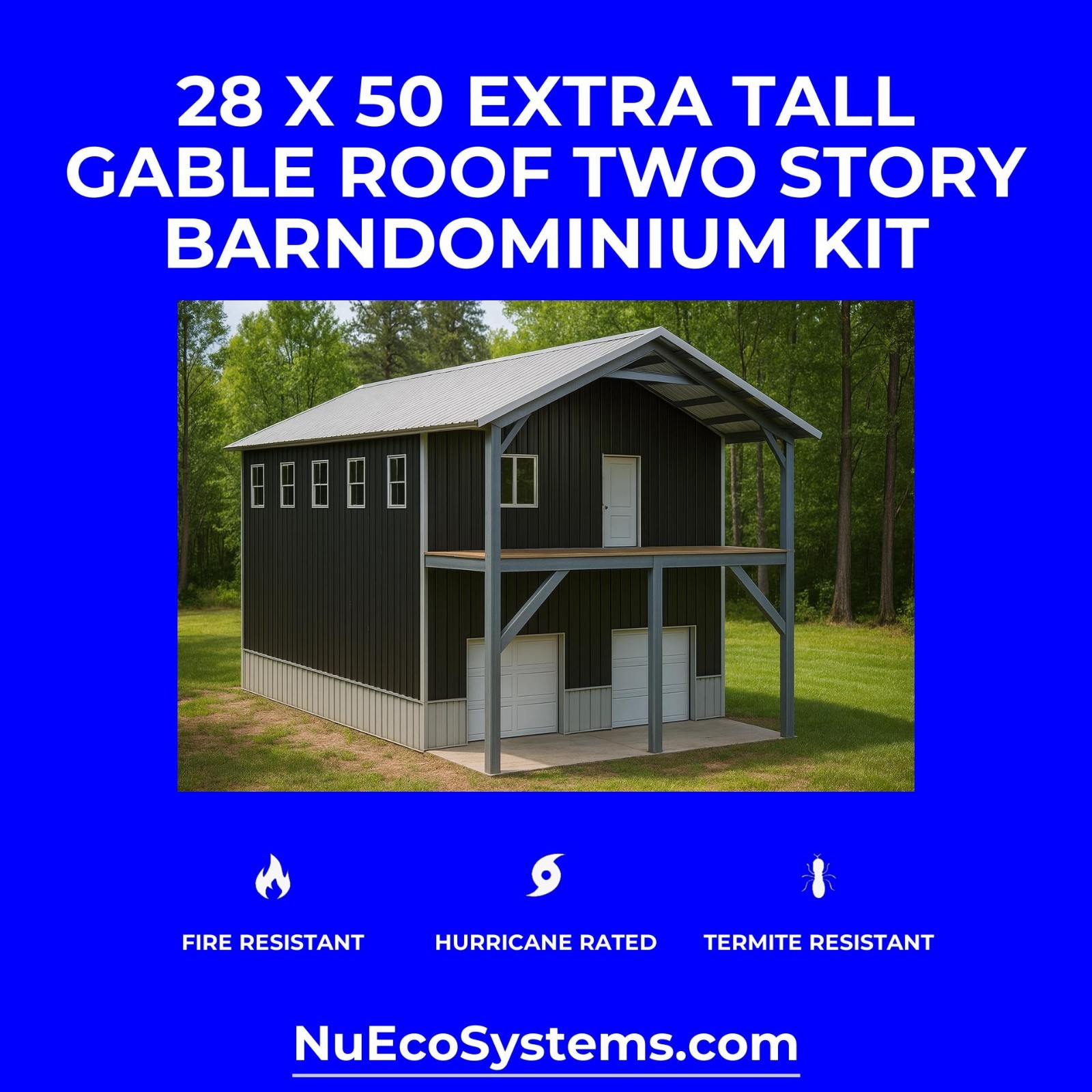 18 X 40 HURRICANE RATED 2 Story Single Slope Galvanized Steel Barndominium Kit