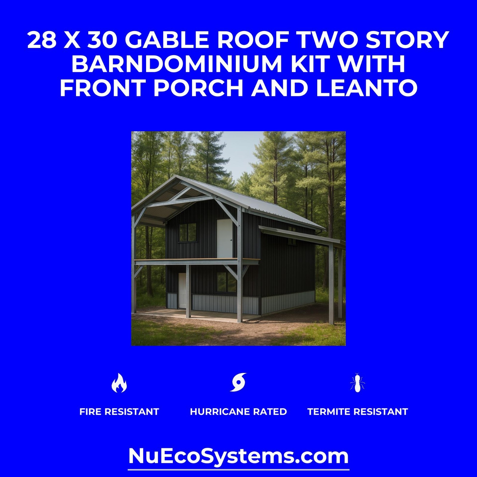18 X 40 HURRICANE RATED 2 Story Single Slope Galvanized Steel Barndominium Kit