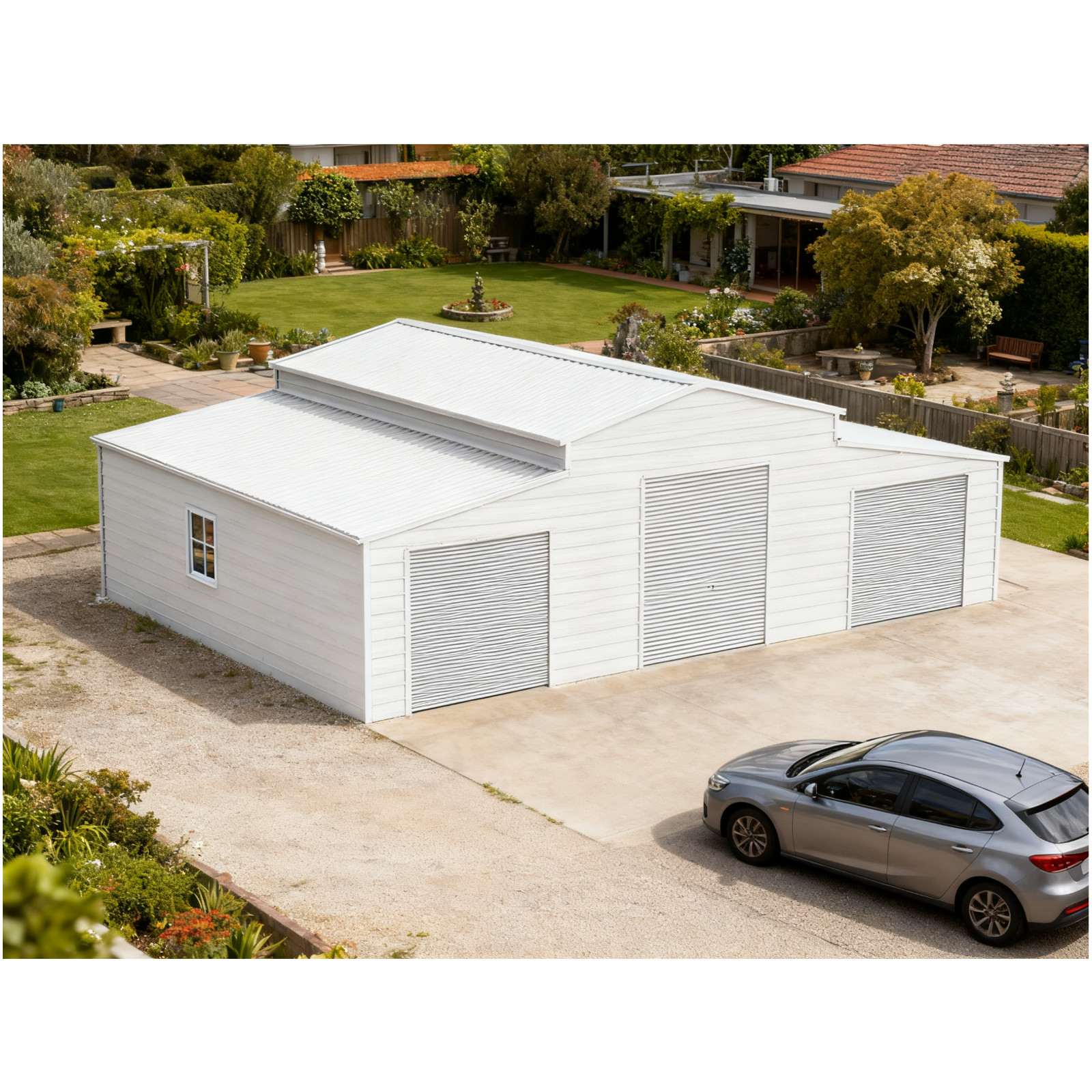 42 x 30 x 13ft Heavy-Duty Metal Garage Farm Barn Storage Shed 3 Doors 1260 sq.ft