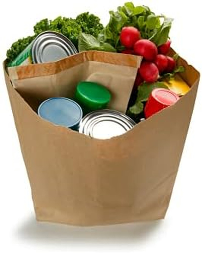 Large Paper Grocery Bags, 12X7X17 Kraft Brown Heavy Duty Barrel Sack 57 Lbs ,Gro
