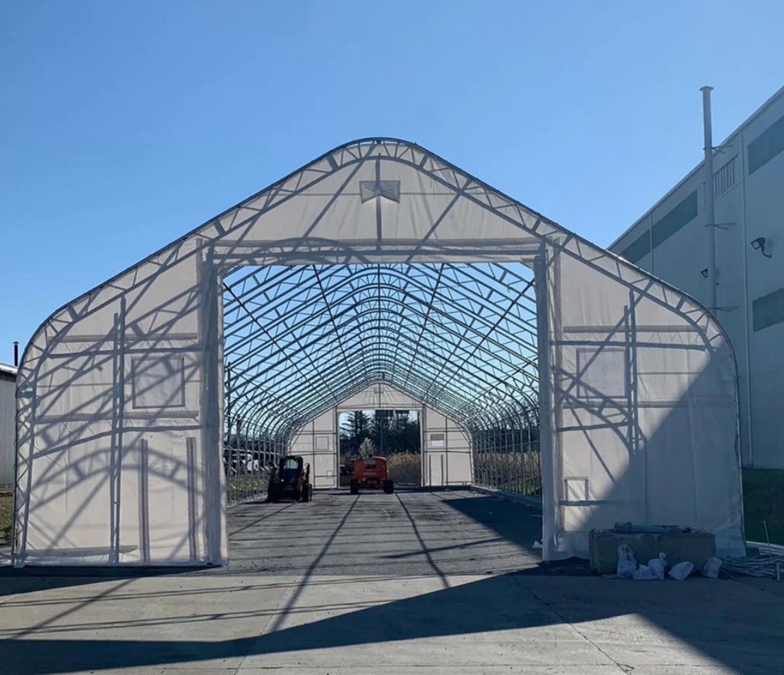 50x150x26 DUAL TRUSS *21oz PVC* Canvas Fabric Storage Building Shelter Barn Shop