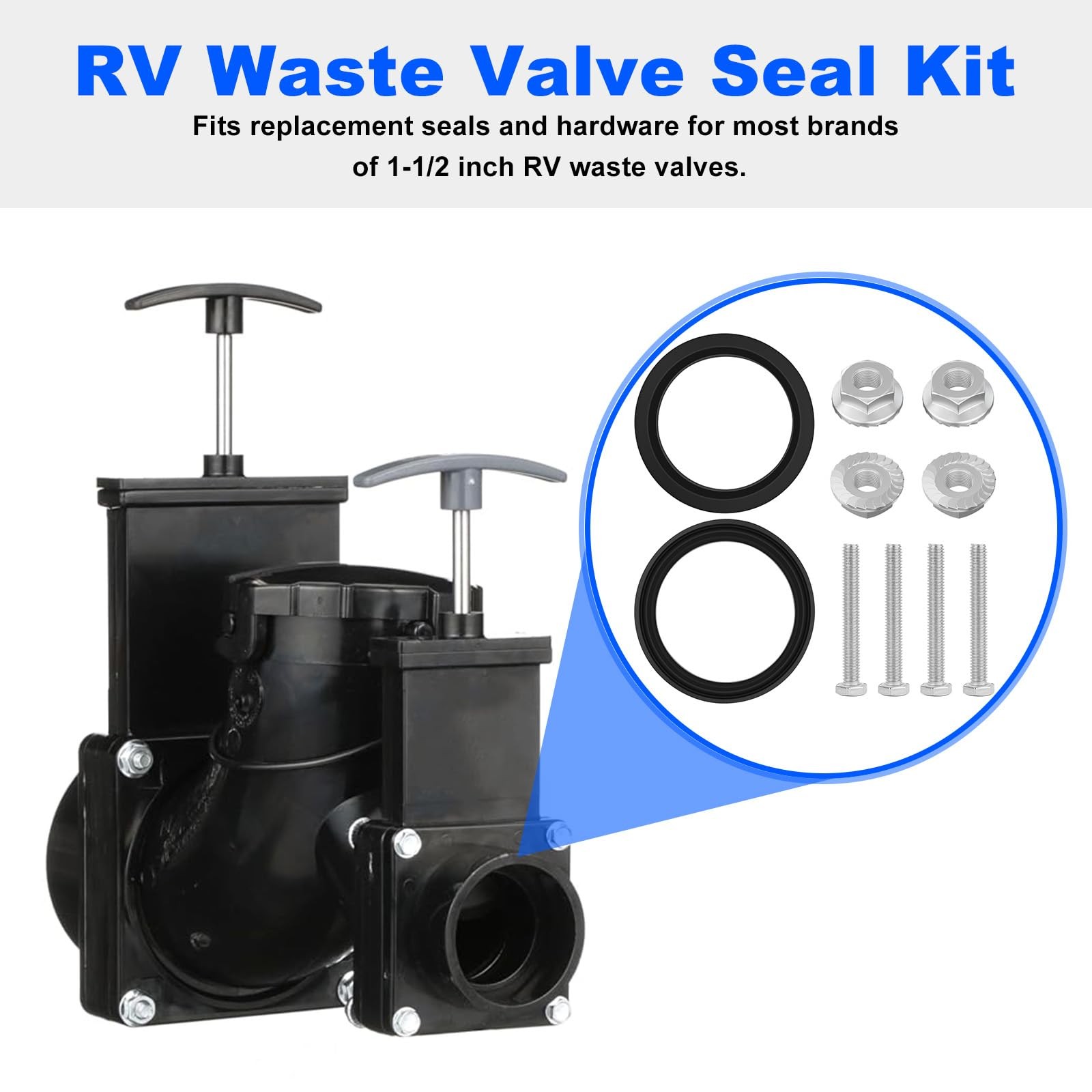 T1001-9VP RV Waste Valve Seal Kit 1-1/2 Inch Replacement Valterra Lasalle…