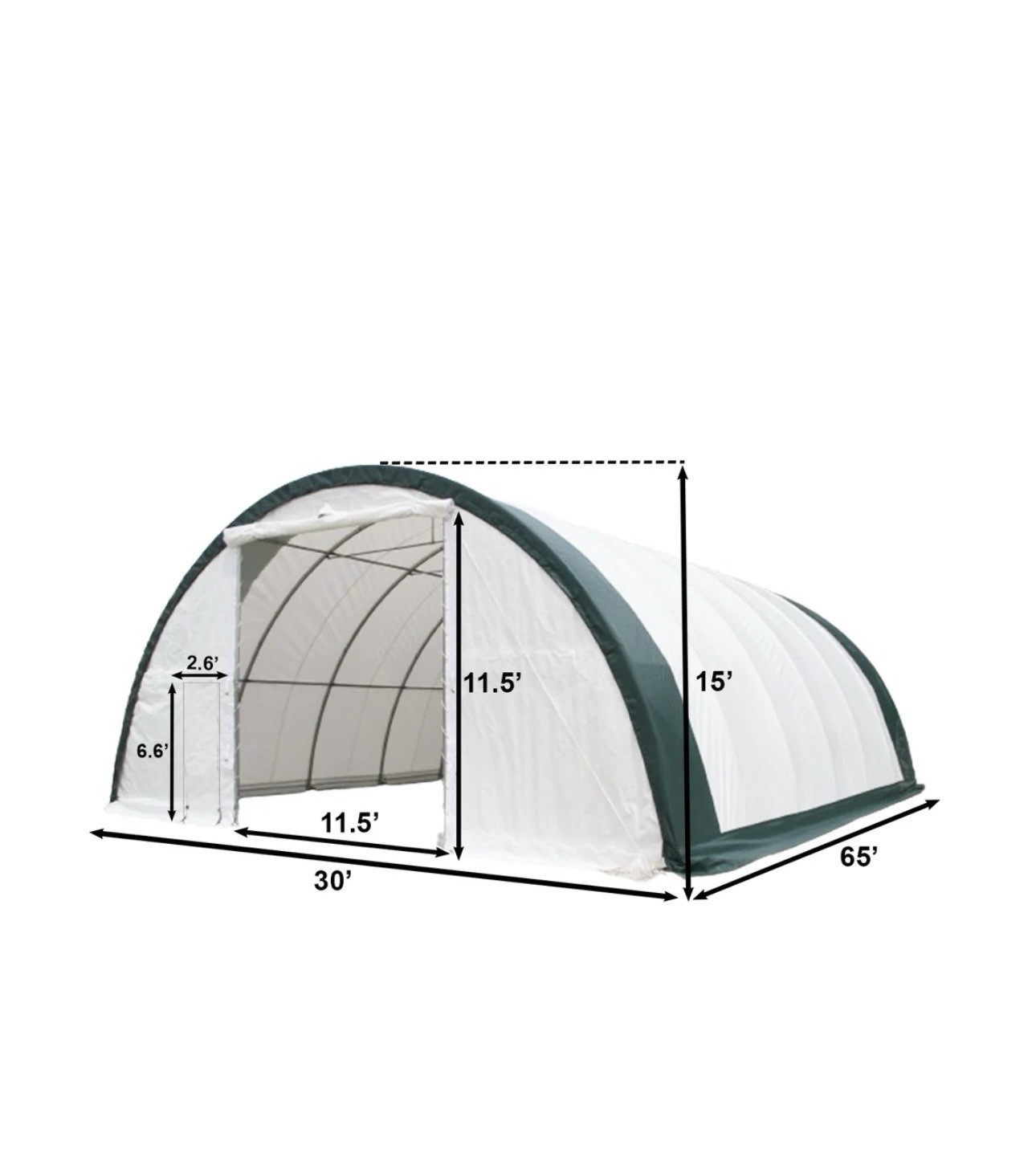 CHERY Industrial Storage Shelter 30x65x15 ft Steel Waterproof 306515R