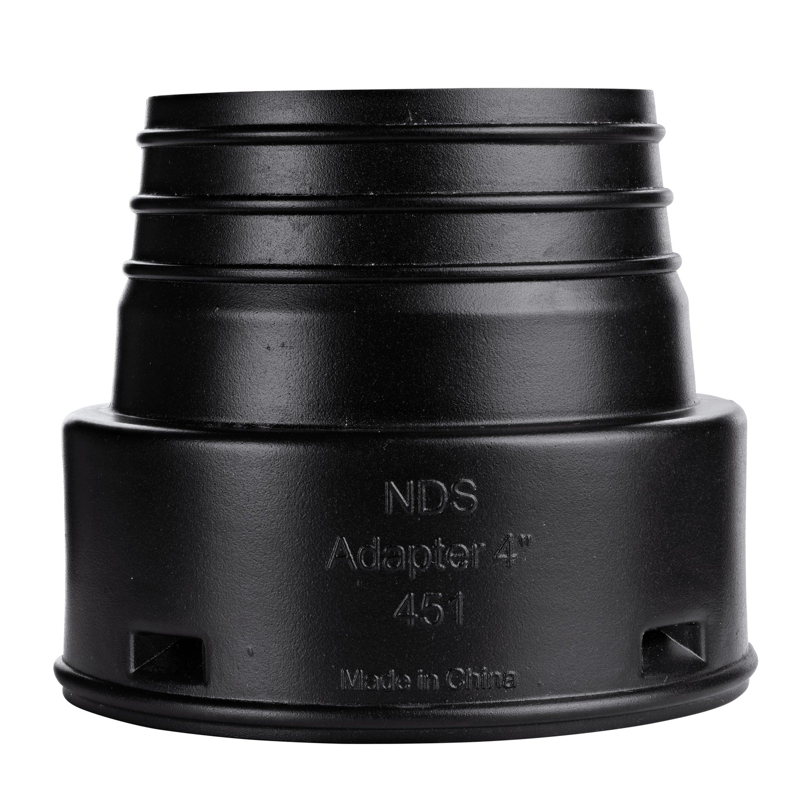 NDS 451 HDPE Corrugated Adapter, 4-Inch, for Spigot X 4 inch 4 Inch, Black