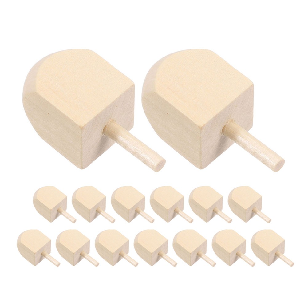 15 Pcs Wood Ornaments Unfinished Unpainted Wooden Tops Handmade Craft Dreidels
