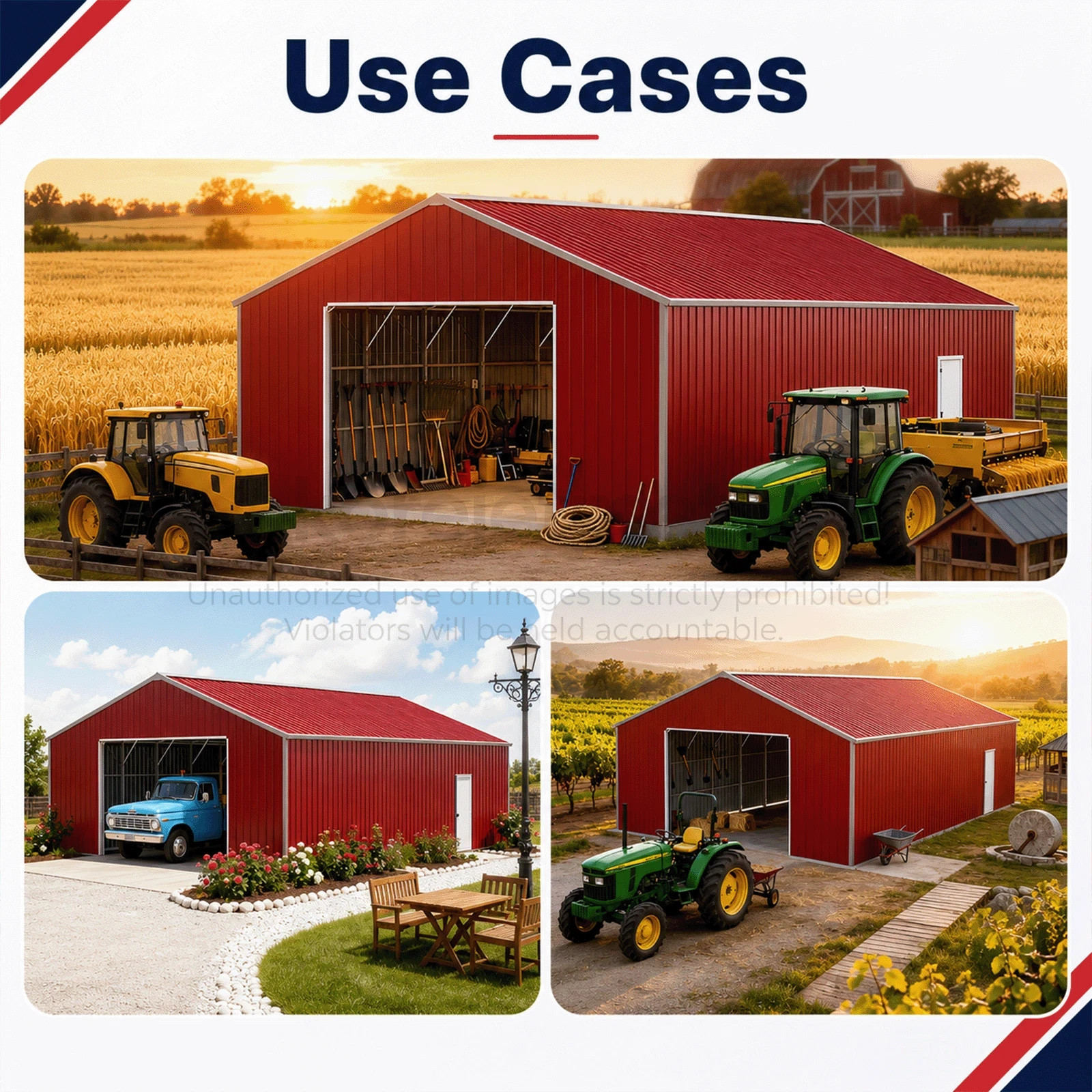 46x25x15FT Heavy-Duty Metal Garage Barn Shed Reinforced Steel Carport 1150 sq.ft
