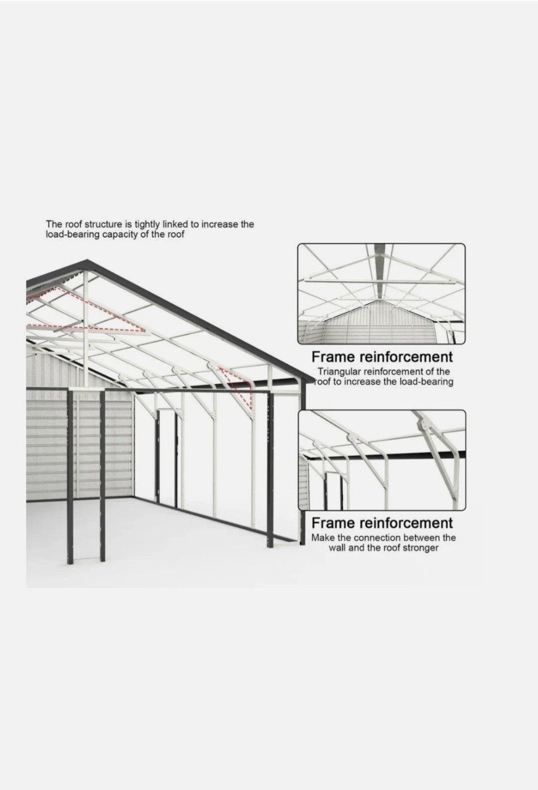 45′ x 25′ x Metal Car Garage/Outdoor Storage Shed Galvanized Steel Barn Dark-Red