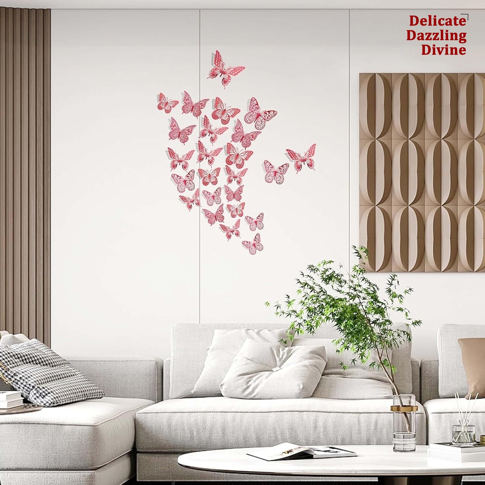 Red 3D Butterfly Wall Decor – 48 Pcs, 4 Styles, 3 Sizes, Red Butterfly Decora…