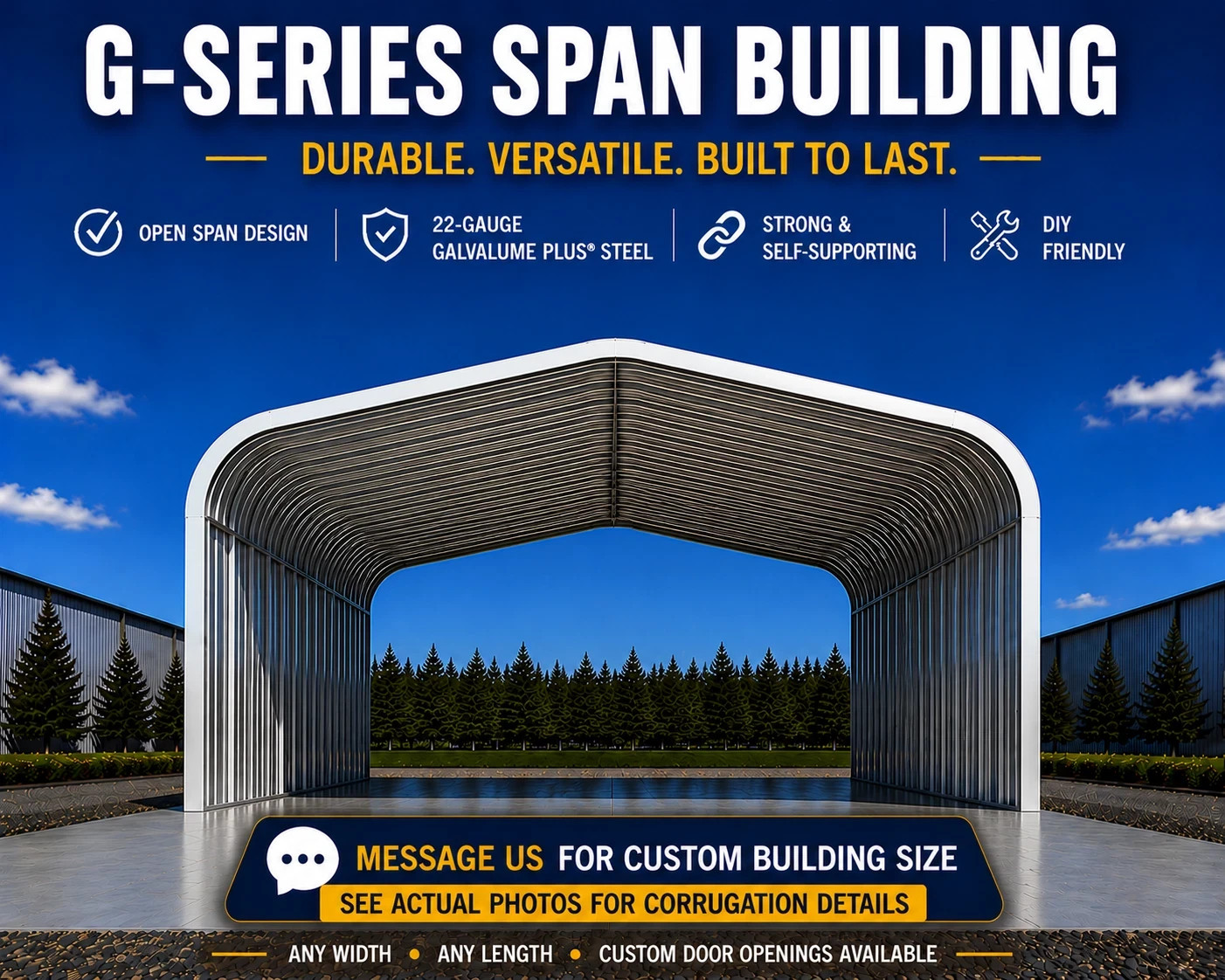 25x80x13 DuroSPAN Steel Bldg Off Grid Home Shop DIY Open Ends Factory Direct