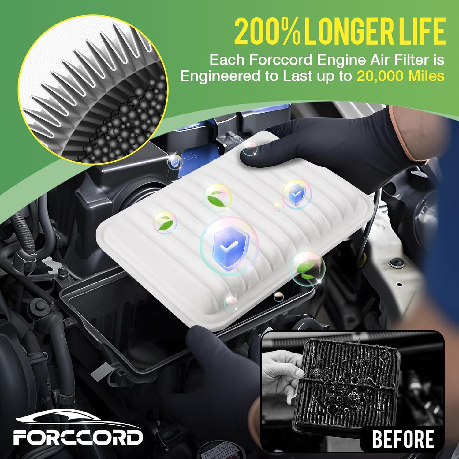 Cabin & Engine Air Filter Fit for Toyota Corolla 2009-19, Matrix 2009-14, Yaris