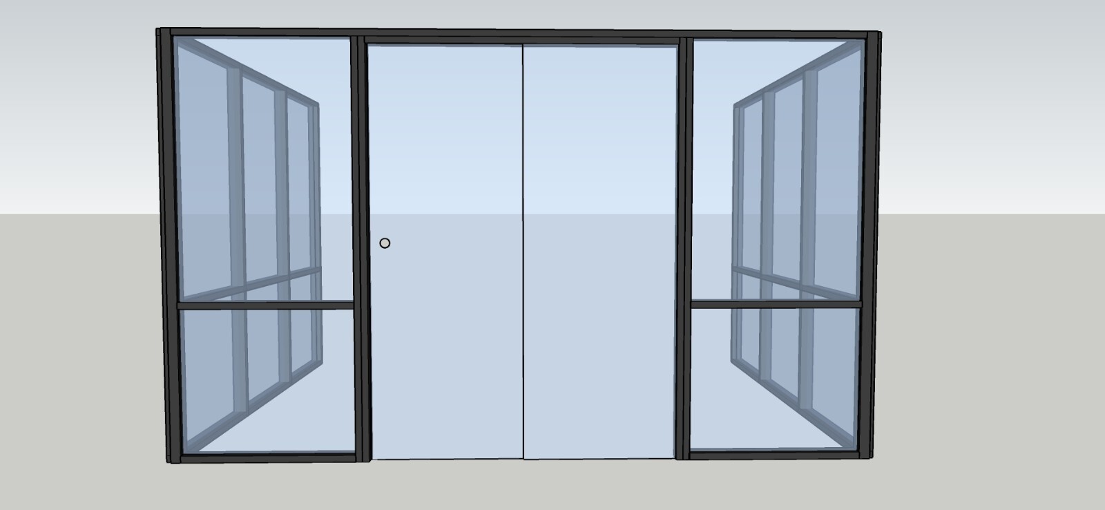 CGP Single-Slide Door System, Glass Aluminum 3-Wall 13’x10’x10’x8′, Black