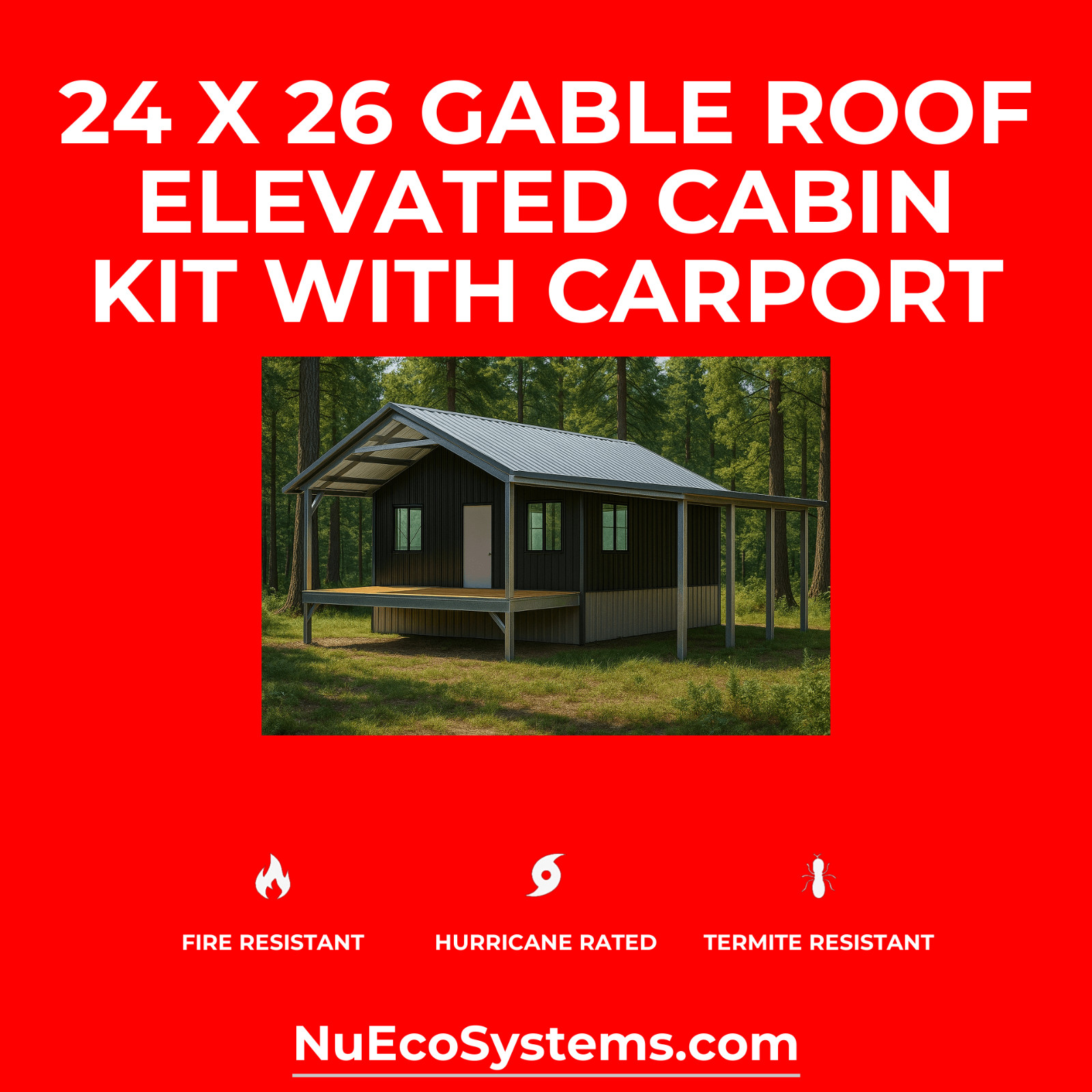 Steel Framed 2 Story Gambrel Barndominium Cabin Kit Covered Porch Made In The US