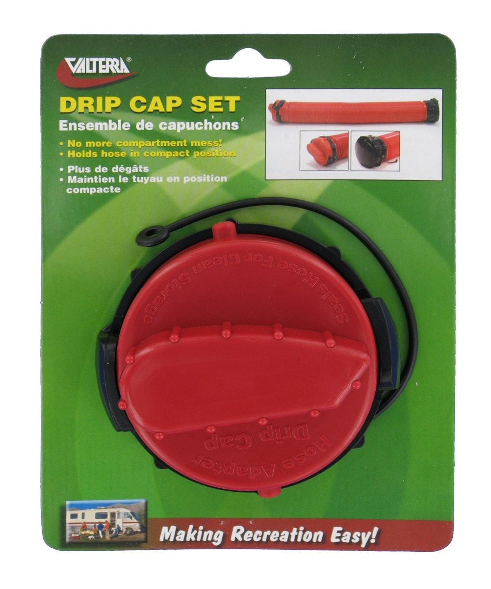 Valterra T1020-3VP Universal Drain Hose Bayonet Drip Cap Set, Red and Black
