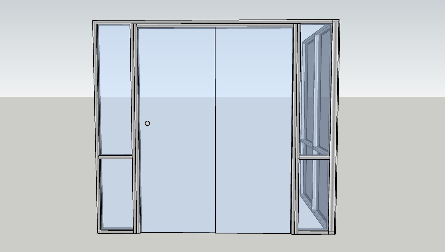 CGP Single-Slide Door System, Glass Aluminum 2-Wall 9’x6’x8′, Clear Anodized