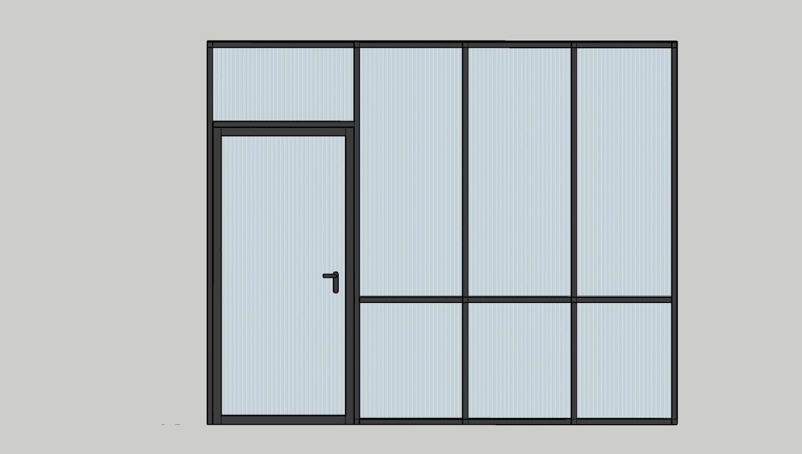 CGP Reeded Glass 1-Wall Partition System w/Door, 11′ x 9′, Black