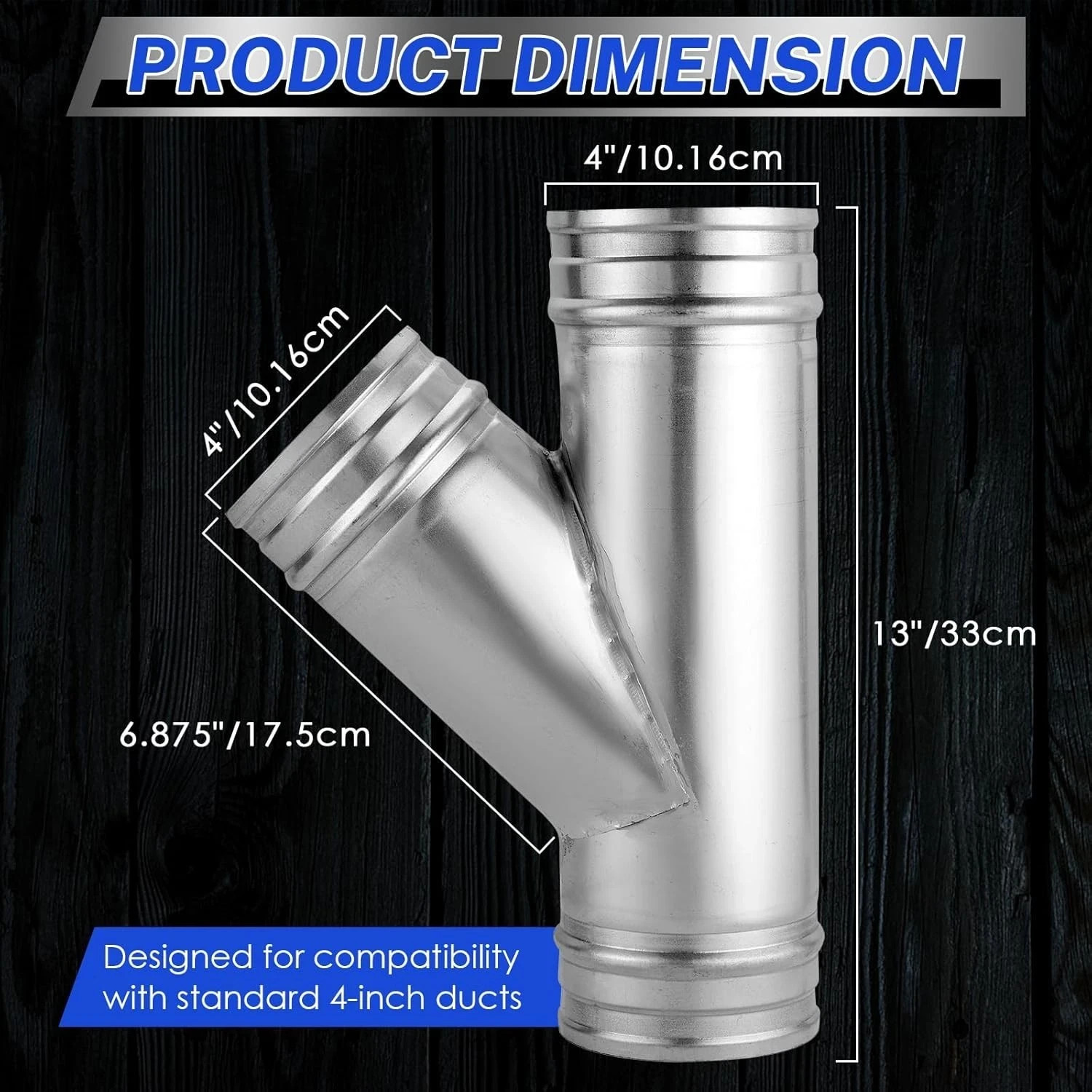 4 Inch 3 Way Duct Splitter, 45°Metal Hose Connector 4 Inch Duct Connector for…