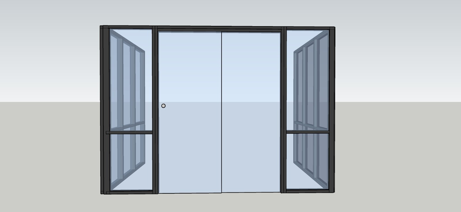 CGP Single-Slide Door System, Glass Aluminum 3-Wall 11’x8’x8’x8′, Black