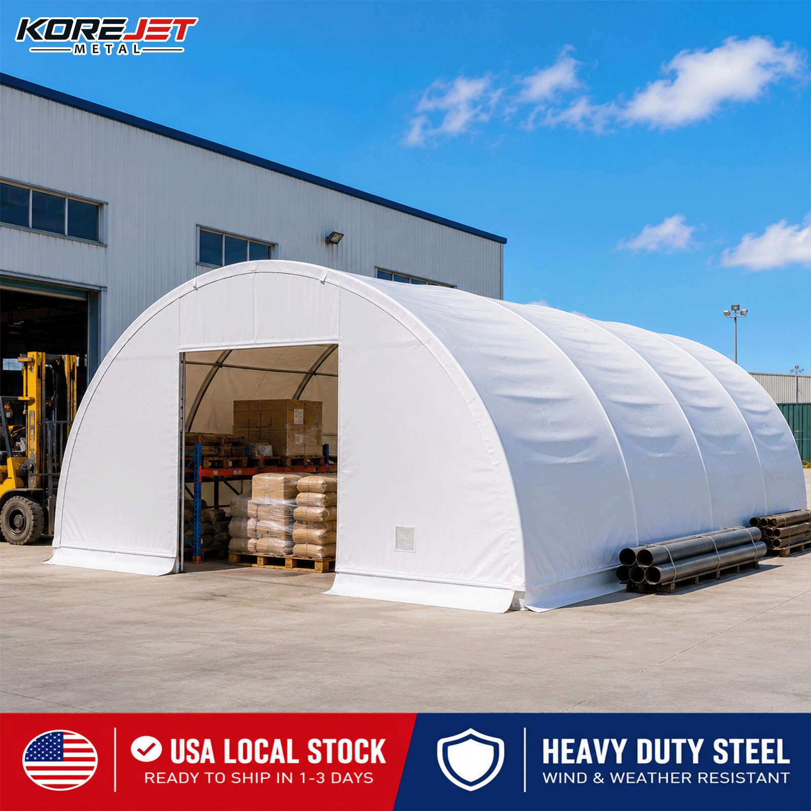 82x40x20FT Large Outdoor Equipment Shelter w/ Galvanized Steel Frame & PVC Cover