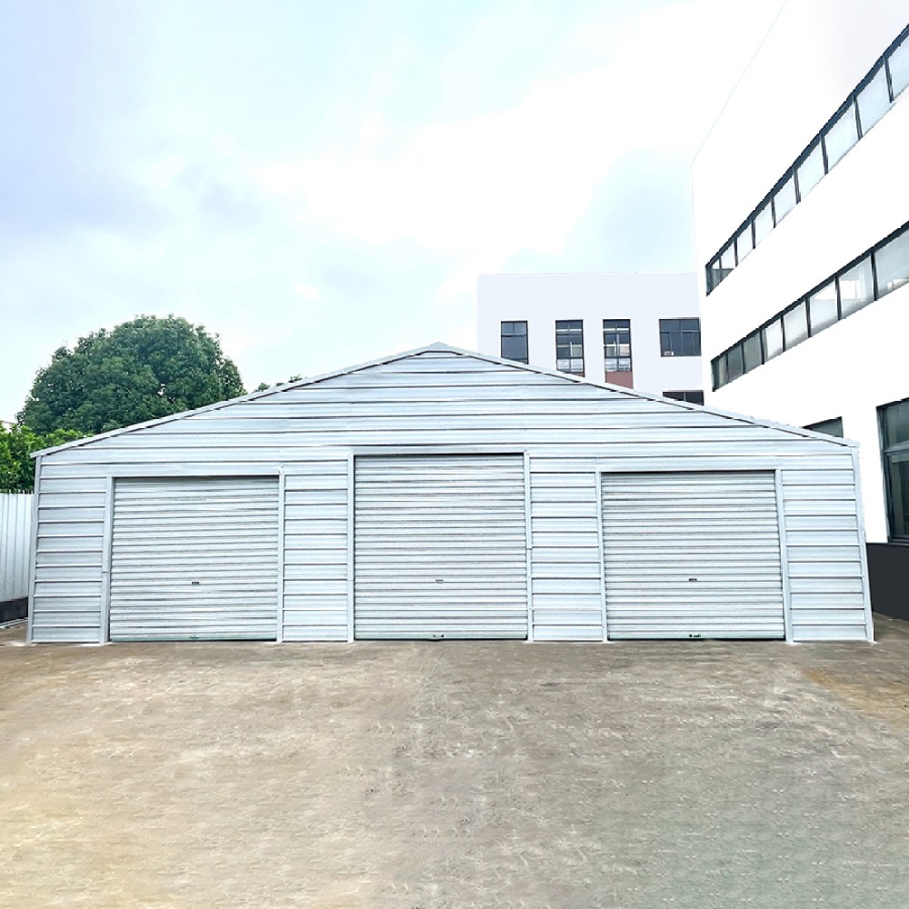 39×39 Metal Barn Heavy-Duty Steel Building w/ 3 Rolling Doors Garage Shed
