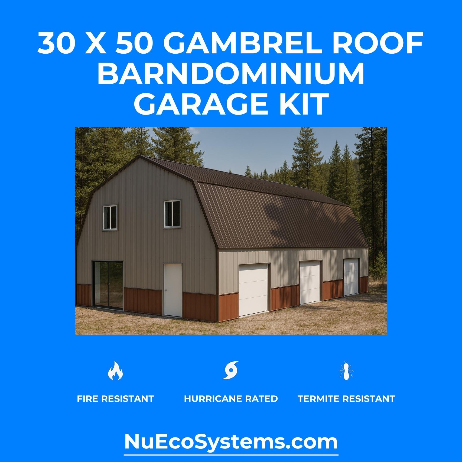 30 X 40 HURRICANE RATED Gable Tall Galvanized Steel Barndominium Kit on Piers