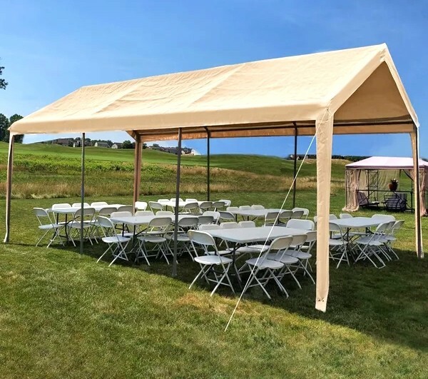 10’x20′ Portable Carport Garage KIT: STEEL FRAME, Waterproof Canopy, Side Walls