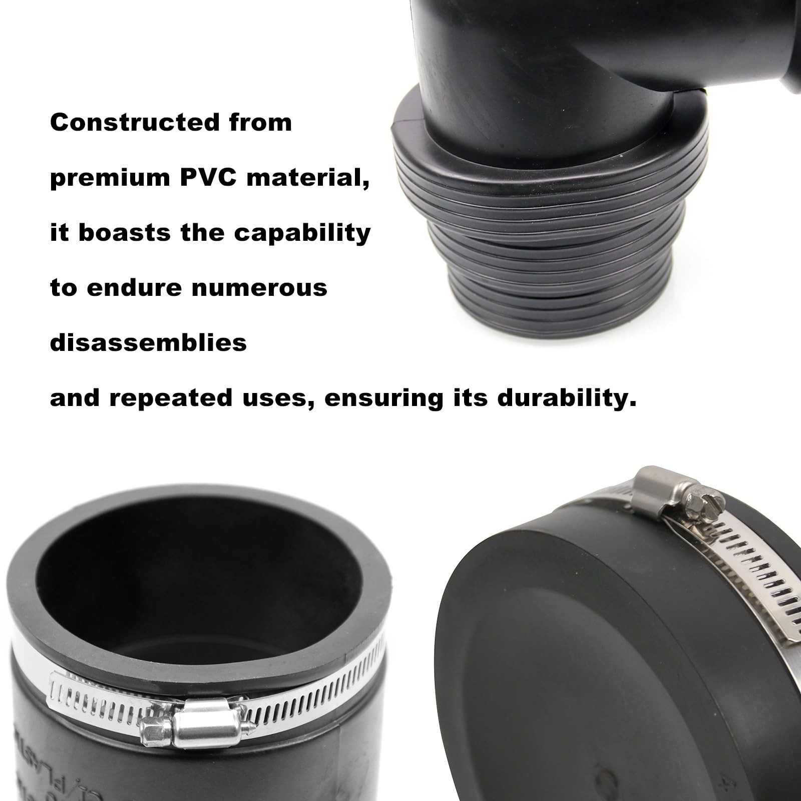 RULLINE RV and Camper Sewer Waste Plumbing Connection System 6PCS SET, Black